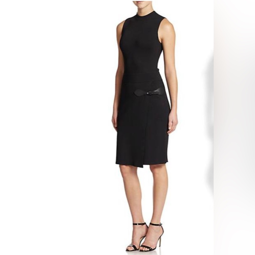 💃 A.L.C. Black Sleeveless Sheath Dress with Leather Belt Detail – Size XS